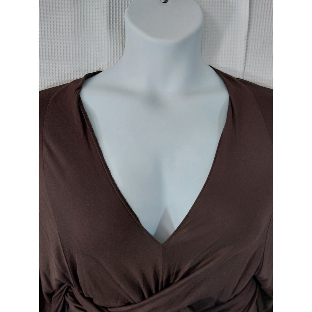 CHADWICKS! ESPRESSO BROWN KNIT JERSEY WRAPPED BELT, HALF SLV MIDI DRESS! SZ 14 - Picture 6 of 13